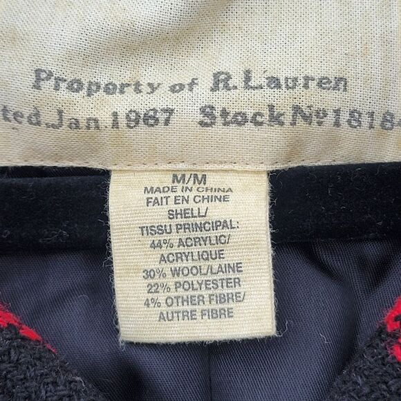 Denim Supply Ralph Lauren M Red Black Buffalo Plaid Double-breasted Pea Coat - Picture 5 of 8